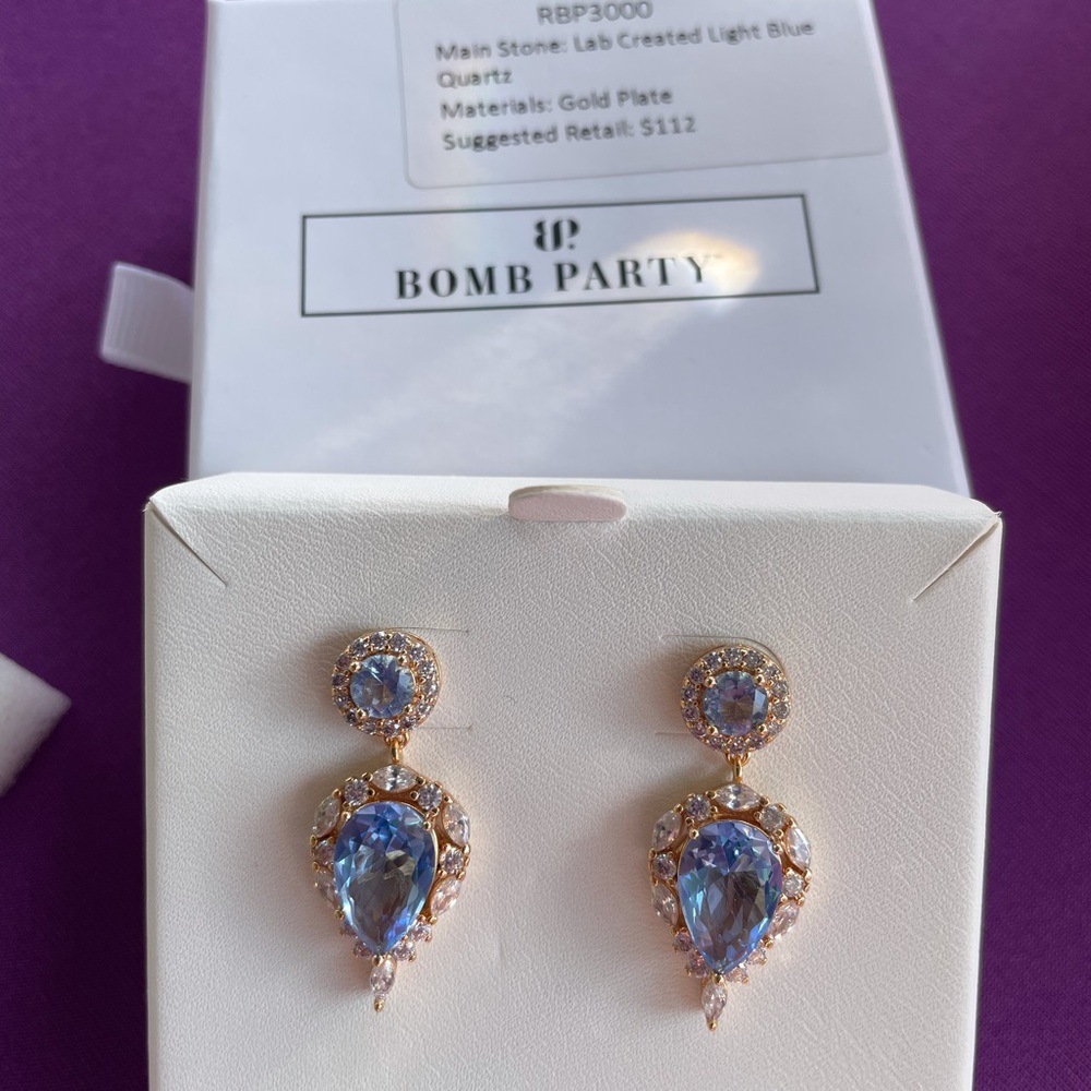 Light blue quartz w/Rose gold earrings